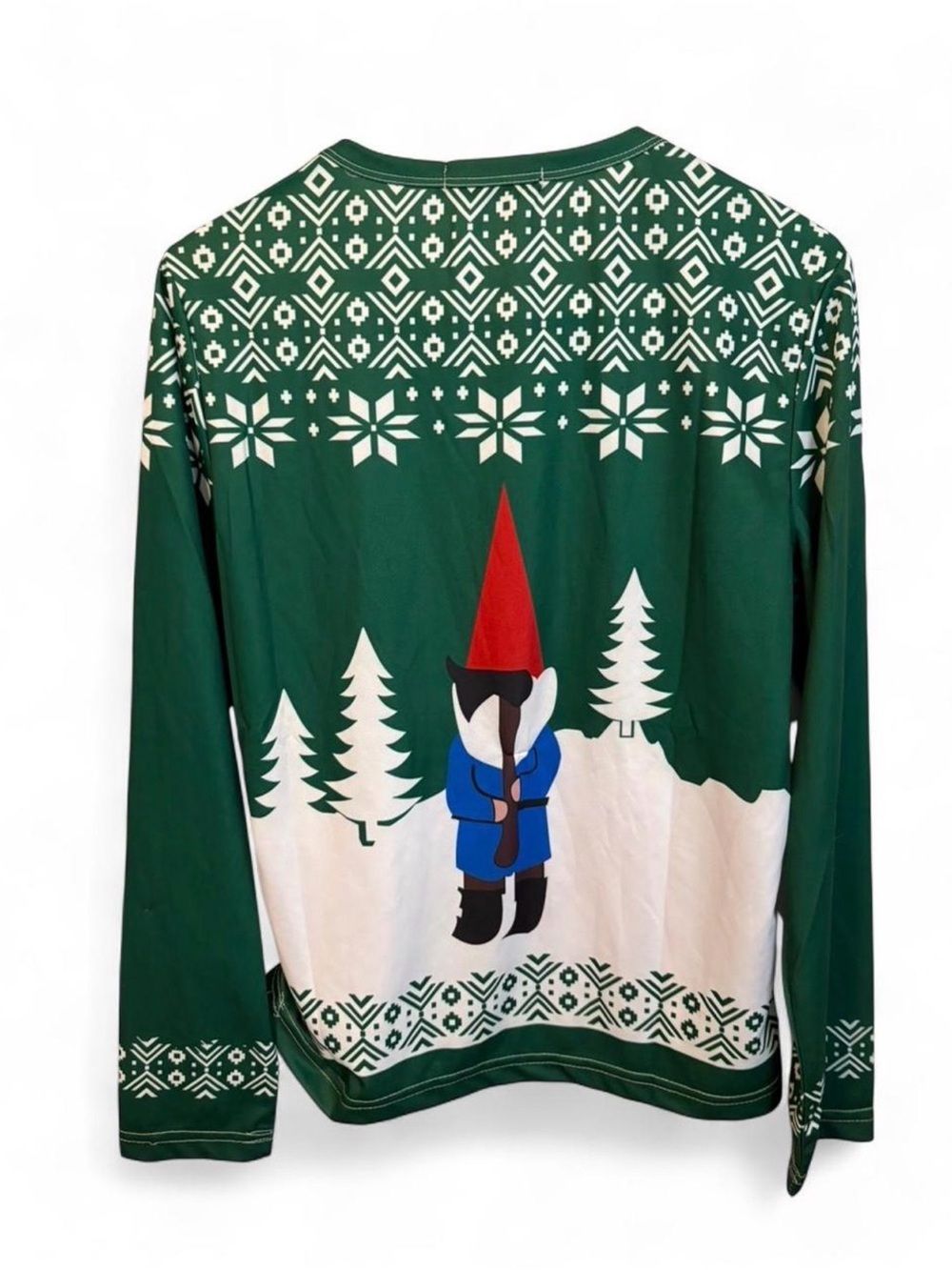Green Gnome Christmas Sweater Long Sleeve Shirt - Picture 4 of 4